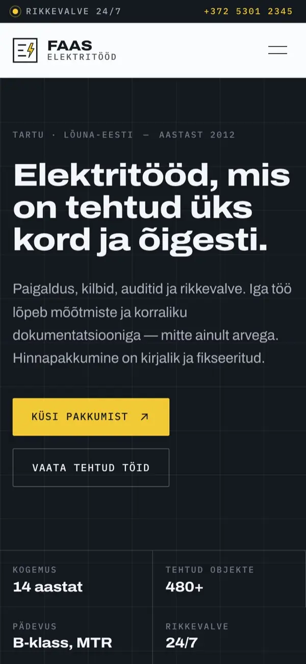 Faas Elektritööd kontseptsioon telefonis.